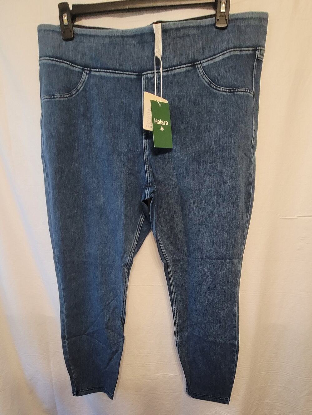 Halara Blue Denim Jeggings High Waisted Leggings with Pockets Size 2x NWT